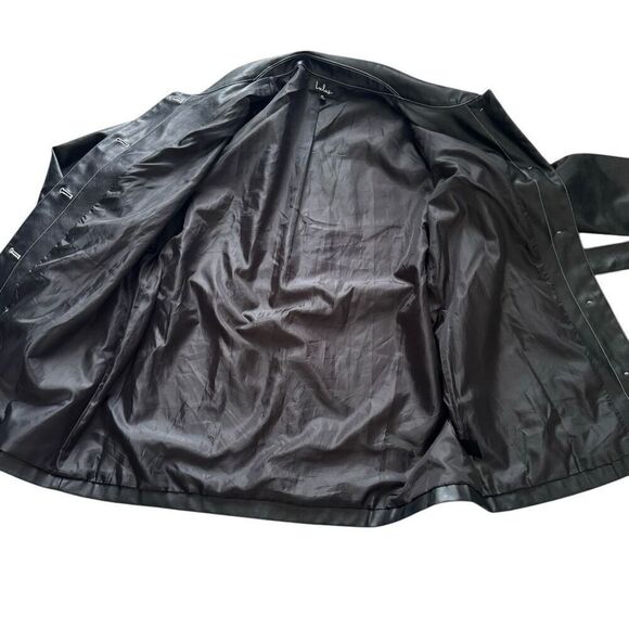 Lulu's Abeline Vegan Leather Belted Jacket Black Women's Size Medium M - Picture 10 of 12